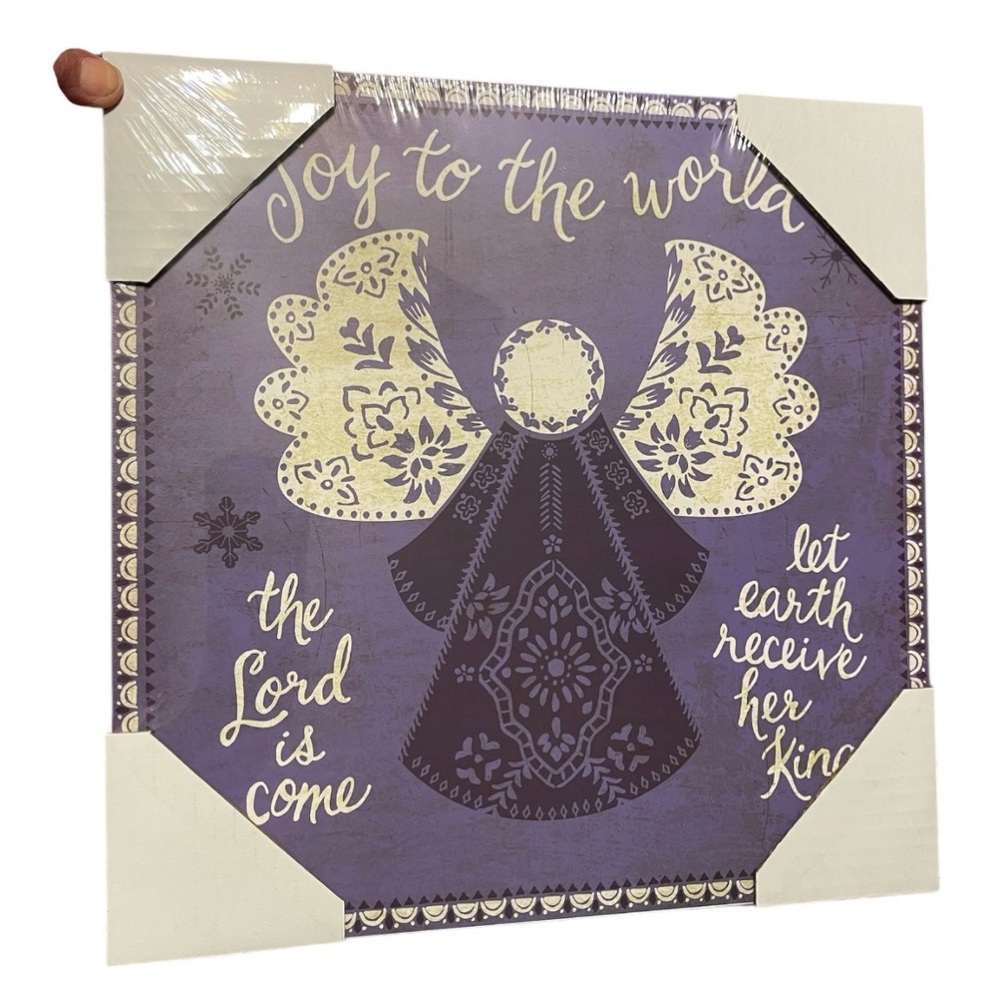 Purple and Cream Joy to the World Angel Wall Art by Dayspring